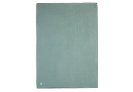 Blanket Crib 75x100cm Basic Knit - Forest Green/Coral Fleece