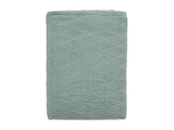 Blanket Cot 100x150cm River Knit - Ash Green/Coral Fleece