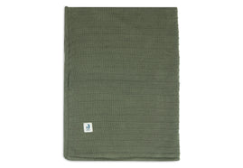 Blanket Cot 100x150cm Pure Knit - Leaf Green/Velvet - GOTS