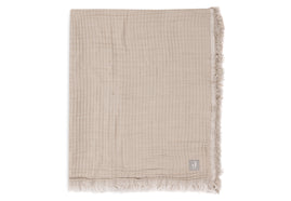 Blanket Cradle 75x100cm Fringe - Olive Green/Ivory - GOTS