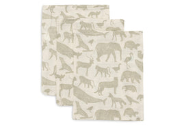 Washcloth Muslin Animals - Olive Green - 3 Pack