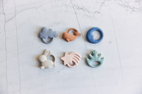 Teething Ring Rubber Moon - Jeans Blue